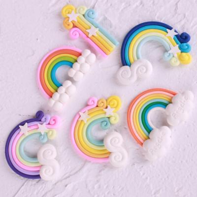 China Colorful 3D Rainbow Soft Clay Cupcake For Cake Topper Wedding Cake Wrapper Happy Birthday Decor Kids Funny Cupcake Party Supplies for sale