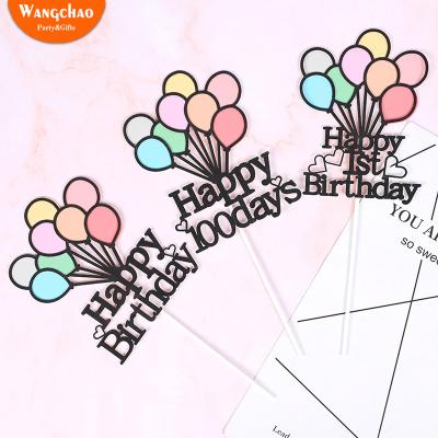 China Colorful Paper Balloon Newborn Baby's 1st Birthday Cake Topper Baby 100 Day Cake Decoration Baby Shower Party Supplies for sale