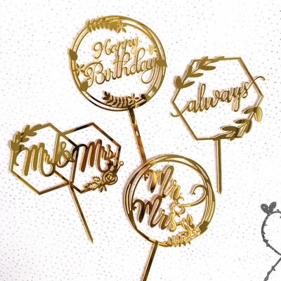 China Acrylic Letter Happy Birthday/Wedding& Gold Wedding Cake Topper Party Decorations MR&MRS Acrylic Letter Birthday Engagement Cake Topper Adult Party Supplies for sale