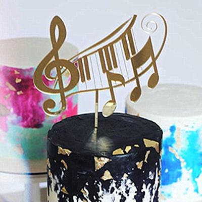 China Acrylic Music Theme Piano Cake Topper Musical Notes Happy Birthday DIY Cake Topper Accessories Party Supplies Cake for sale