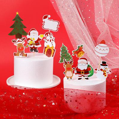 China Cake Topper Cartoon Merry Christmas Baking Gifts Cupcake Decoration Santa Elk Snowman Theme Paper Cake Christmas for sale