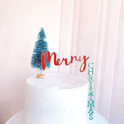 China Happy Christmas Party Cake Topper Green Red Cake Acrylic Merry Christmas Cake Toppers Decorating Tools for sale