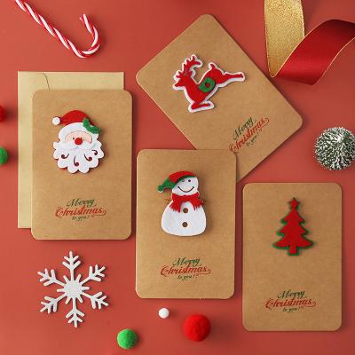 China Europe Vintage Wrapping Paper Christmas Greeting Card Cartoon Blessing Thanksgiving Christmas Blessing Handmade Gift Certificate With Envelope for sale