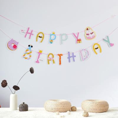 China Cartoon Theme Happy Birthday Banner Letter Paper Party Supplies Birthday Decorations Banner Party Needs for sale