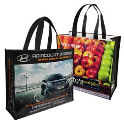 China Sunshine Eco Degradable Handled Custom Print Rpet Personalized Bags Laminated PP Woven Shopping Bag for sale