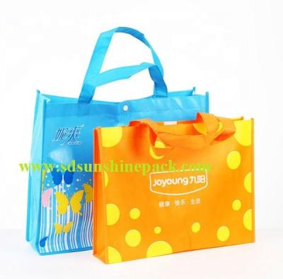 China Customer Recyclable Logo Printed Buying Recycled Non Woven PP Bag Wholesale With Reinforced Long Handle for sale