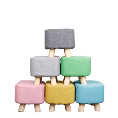 China Removable Cover Customize Fabric Upholstered Retro Stool 4 Square Leg Foot Stool Removable Washable Cover for sale