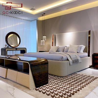 China Adjustable (Other) Customize Modern Apartment Bedroom Furniture King Size Bed 1.8m Double Bed Designs for sale