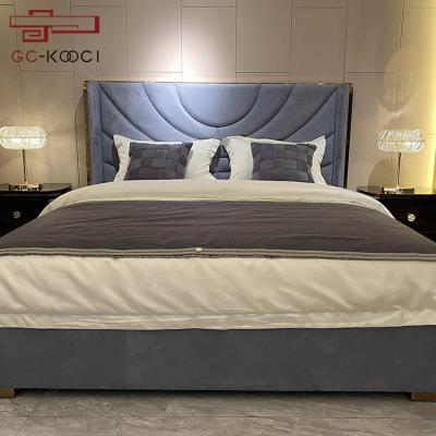 China Large bed customization (the other) master bedroom adjustable Nordic modern luxury soft double bag light fabric velvet bed for sale