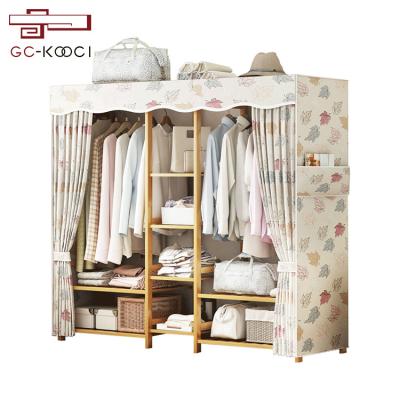 China (Size) GUCI OEM Adjustable Customize Solid Wood Foldable Non Woven Fabric DIY Wardrobe Storage Dormitory Portable Bedroom Household for sale