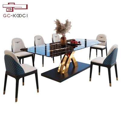 China (Other)Adjustable light luxury agglomerated rectangular marble dining table and chair of simple stone dining tables for sale