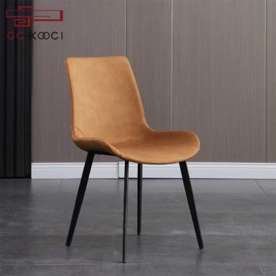 China (Other)Adjustable Backrest Dining Chair Furniture Simple Home Modern Leather Dining Chairs for sale