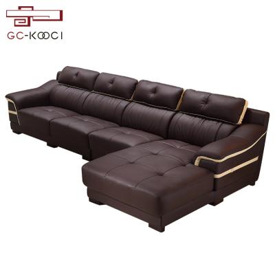 China Modern Extendable L Shape Leather Sofas Set For Sale Living Room Furniture for sale