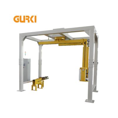 China Fully Automatic Online Large Pallet Wrapping Food Stretch Box Wrapping Line Rocker Arm Pallet Wrapping Machine for sale