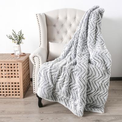 China Wholesale Super Soft Folded Wave Pattern Winter Sheep Double Thickening Sherpa Flannel Wool Blanket Blankets for sale