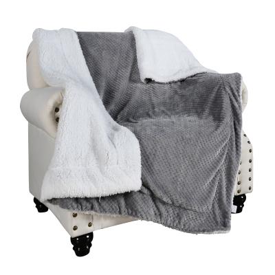 China New Design Solid Color Soft Flannel Fleece Waffle Popcorn Folded Throw Blanket Blanket for sale