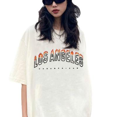 China New Los Angeles Letter Sleeve Print Letter Print QUICK DRY Short Graphic Top Y2k Custom Women's T-shirt for sale