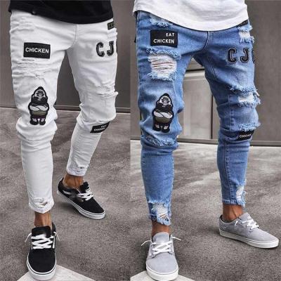 China High Quality Breathable Hip Hop Stretch Jeans Mens Slim Fit Ripped Pants Jeans for sale