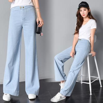 China Women High Elastic Waist QUICK DRY Summer Tencel Wide Leg Jeans for sale