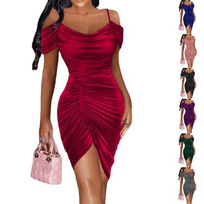 China New Design Summer Breathable Women Clothes Sexy Halter Sleeveless Elegant Female Pleated Casual Dress for sale