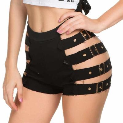 China Club Summer Viable Sexy Buckle Zipper Stretch High Waist Womens Shorts Hot Shorts Black Women Shorts For Women for sale