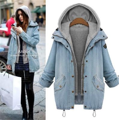 China Viable plus size coated denim loose casual anorak jacket women jeans coat winter coats for ladies women for sale