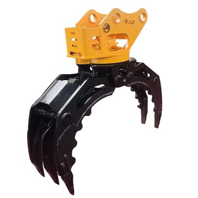 China Handing Wooden Excavator Hydraulic Rotating Grapple Grapple Log Grapple Stone Grapple for sale