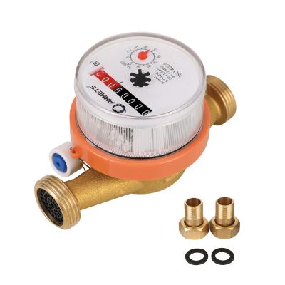 China DN15 Residential Dry Dial Chamber Single Jet Water Meter Magnet Stop Brass Water Meter for sale