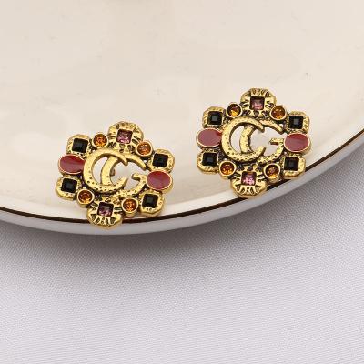 China Wholesale Earring Designs Retro Vintage Women's Hollow Colorful Stud Earrings for sale