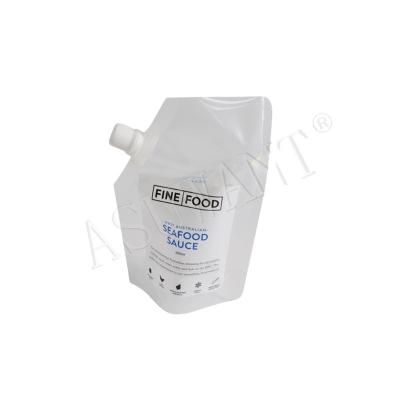 China Safety Customized Capacity Rack Up Spout Tote Pouch Corner Bag For Sauce for sale