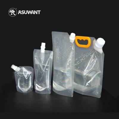 China 250g 500g Clear Moisture-proof PE Material Clear Food Grade Beverage Water Corner Spout Pouch Liquid Bag for sale