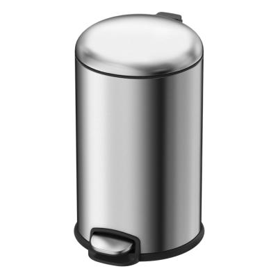 China Sustainable 8L Hotel Stainless Steel Round Trash Can Metal Open Top Dust Bin for sale