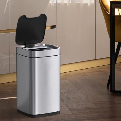 China Sustainable Manufacturer AA Battery Sensor Trash Bin Square Smart Electronic Waste Bin 9L 12L 28L 35L for sale