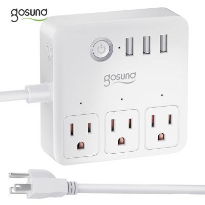 China Commercial Gosund 2021 Alexa/Google Home 10A 3 USB/Charging Ports tuya Universal AC Travel wifi Smart Power Strip for sale