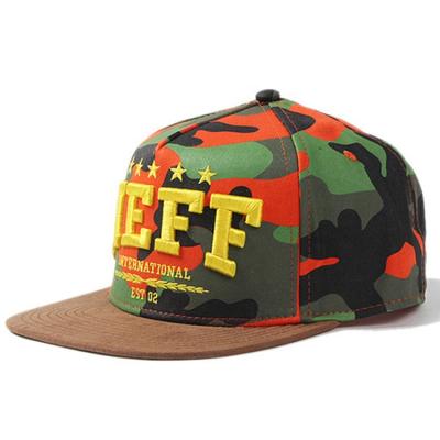 China COMMON Customize 3d Embroidery Logo NEFF 5 Panel Camouflage Snapback Hat for sale