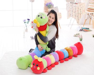 China Customized Beautiful 90/120/140cm Stuffed Plush Caterpillar/Toy Bolster Carpenterworm Doll With Embroidery Flowers On Back (Colorful) for sale