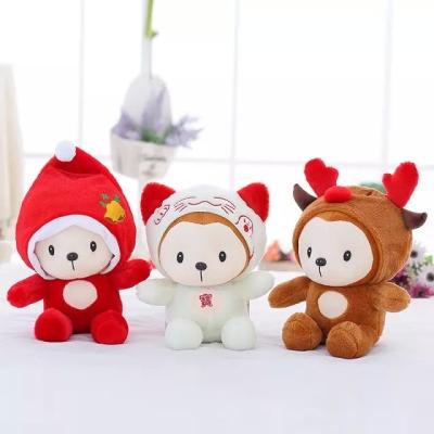 China Lovely Promotional Customized Plush Stuffed Christmas Bear Stuffed Animal Toy With Christmas Stocking&hat for sale