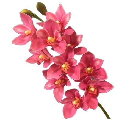 China Wholesale High Quality Artificial Flowers 10 Real Cymbidium Floral Home Decoration HC1838 Event Touch 3D Printing Suitable For Family Wedding Decoration flo for sale