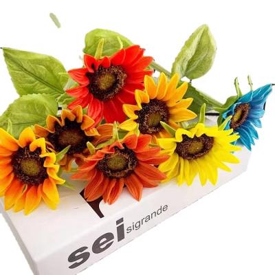 China New Artificial Flower Wholesale Gifts HC01848 Multicolor Silk Sunflower Wedding Decoration / Outdoor Decoration for sale