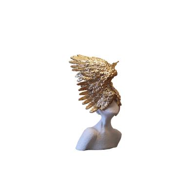 China HC0048 Europe wing portrait synthetic resin crafts home decor modern style top quality widely used crafts for sale