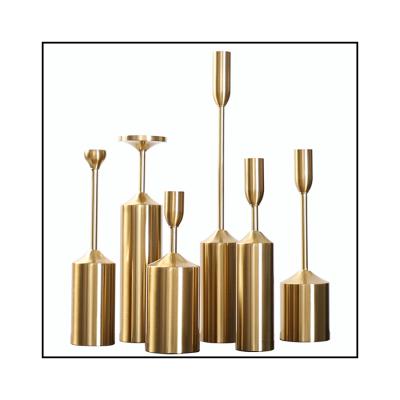 China Europe metal crafts HC0024 six piece candlestick business gifts souvenirs metal crafts desktop decorative candlesticks for sale