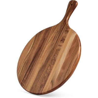 China Sustainable Round Cutting board with handle Round pizza cut onto cutting board cutting board acacia for sale