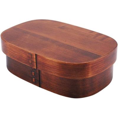 China Heatable Japanese Retro Natural Wooden Lunch Box Experience cooking fun Wooden bento box for sale