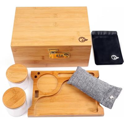 China Sustainable Large bamboo storage box with decoration custom bamboo wood stash box with combination lock for sale