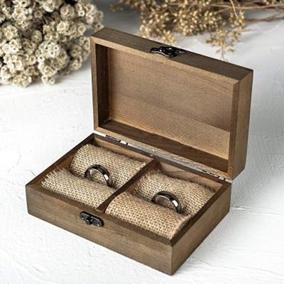 China Sustainable High quality wooden and environmentally friendly multi-functional Wood Ring Box Holder Wedding Ring Bearer Box for sale