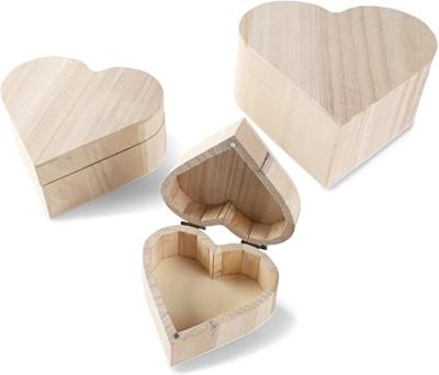 China Sustainable Handmade wooden lovely heart shape small jewelry wood box for sale