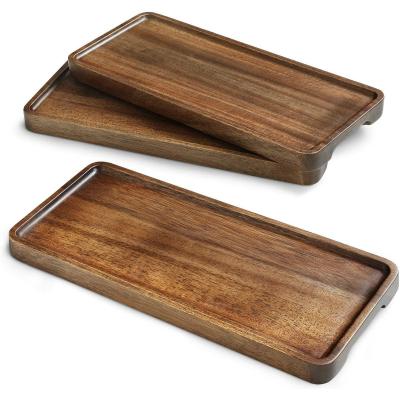 China Sustainable Natural acacia Wood Tray Wooden Cheese Plate Serving with handmade wooden rectangular trays for sale