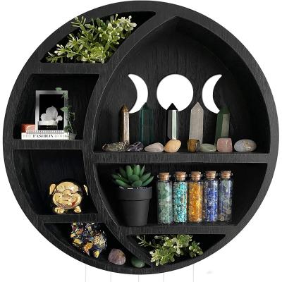 China Behind The Doors/On Walls Plants Art Rack Rock Display Rack Crescent Bedroom Hanging Cute Crescent Moon Wall Shelf for sale