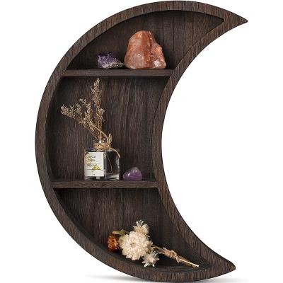 China Behind The Doors/On Walls Wall Decoration Wall Mounted Decoration Custom Hanging Walls Shelf Moon Wooden Floating Shelf for sale