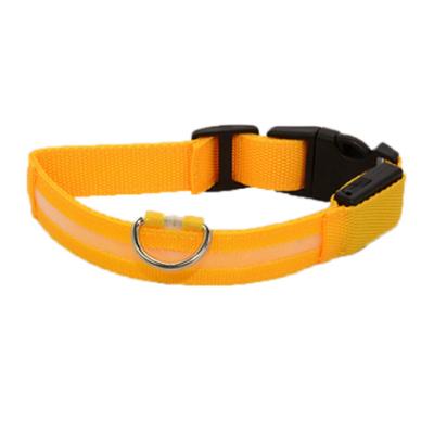 China Pet Stored Secure Night Nylon Safety Collar Adjustable Dog LED Light Up LED Dog Collar for sale